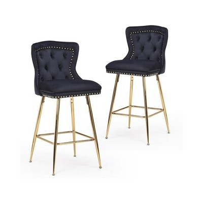 Infurnic Dining Chairs, Modern Upholstered Dining Chairs Set with Sturdy Legs, for Kitchen and Dining Room, 2PCS, Black, 17.7"*17.5"*26"