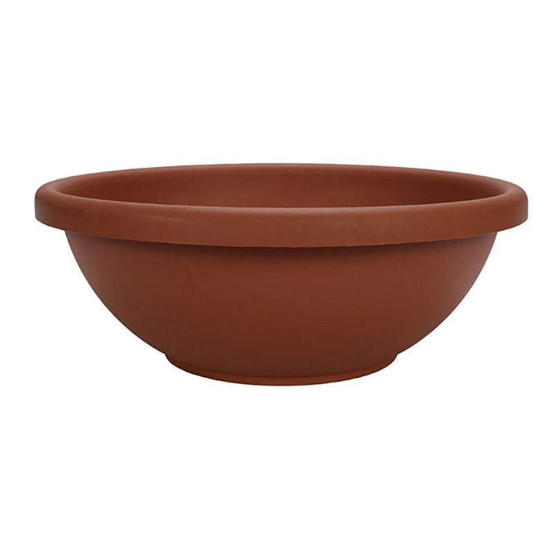 HC Companies 18 Inch Resin Garden Bowl Planter Pot, Terra Cotta Clay (2 Pack), 3 of 4
