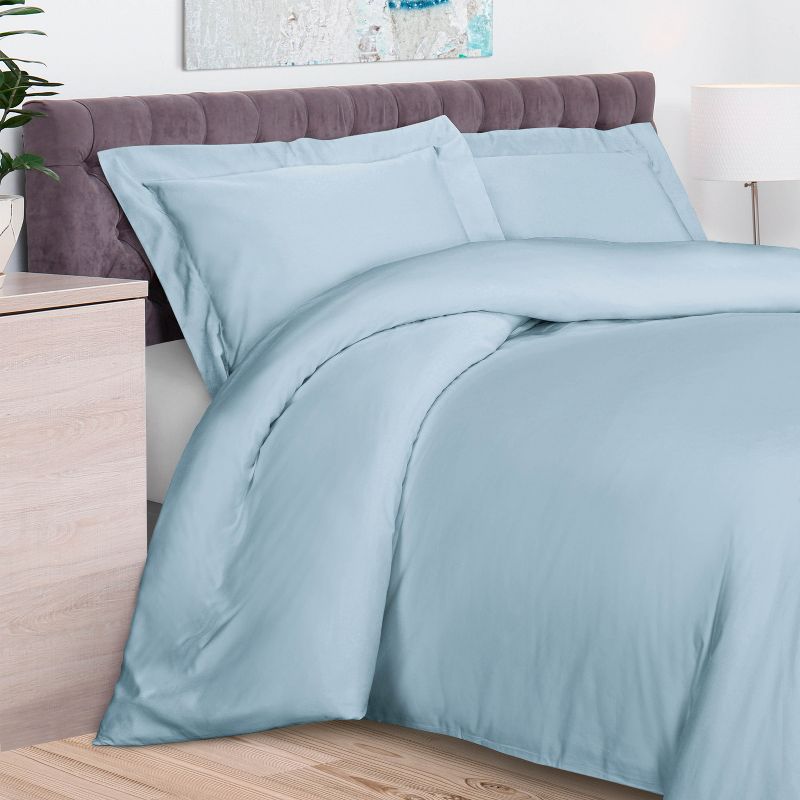 300 Thread Count Rayon From Bamboo Solid 3 Piece Duvet Cover Set by Blue Nile Mills, 2 of 6