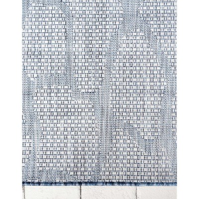 Abstract Blue 9' x 12' Synthetic Outdoor Rug