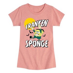 Girls' - SpongeBob SquarePants - Franken Sponge Fitted Short Sleeve Graphic T-Shirt - 1 of 4