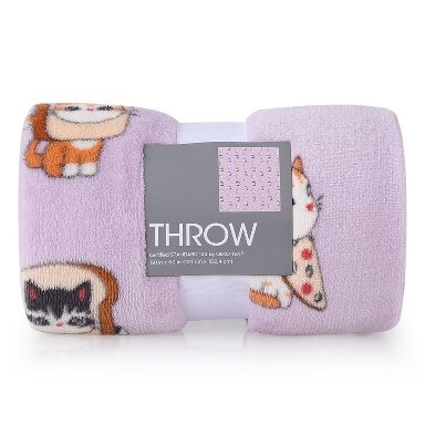 Kittens in Bread Throw Blanket Violet