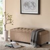XINGHANZHENXUAN Tufted Upholstered Storage Bench, Soft Close Lid, Button Detail & Espresso Wood Legs, Bedroom or Living Room - 3 of 4