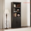 Home Office 5 Tier Book Shelf with Cabinet, 68.7" Tall Modern Farmhouse Bookcase w/ Doors and Adjustable Shelf, Wooden Storage Organizer Shelving Unit - 3 of 4