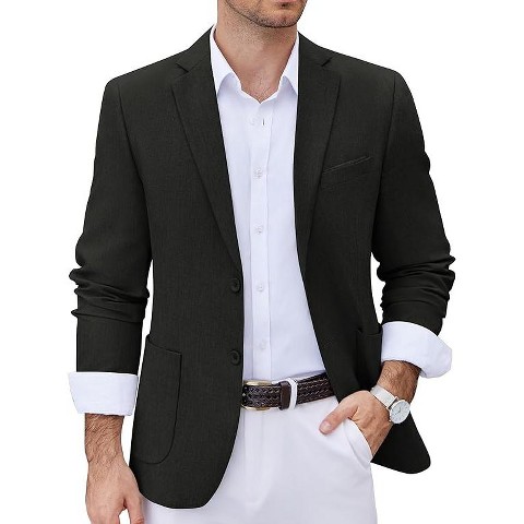 COOFANDY Men's Casual Blazer Two Button Sport Coats Lightweight Printed Lining Suit Jacket BLACK M