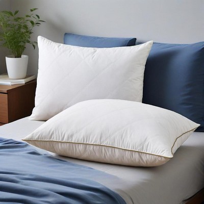 Peace Nest Medium-Firm Goose Feather Down Bed Pillows Set of 2 with 1.5 inch Gusset