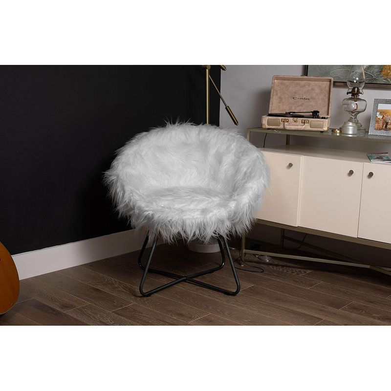 BirdRock Home Grey Faux Fur Papasan Chair with Black Legs, 4 of 7