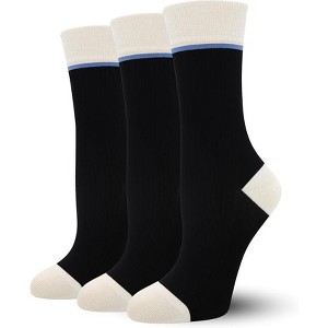 SERISIMPLE Women Viscose Bamboo Womens Crew Socks Dress Chic Colorblock Striped Design Socks 3 Pairs - 1 of 4