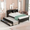 Full/Twin Size Platform Bed with Bookcase Headboard, Twin Size Trundle Bed and Drawers-ModernLuxe - 2 of 4