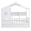 Merax Wooden House Bed with Trundle & Built-In Storage Shelves - 3 of 4