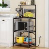 Anycoo 4-Tier Bakers Rack with Power Outlets, Microwave Stand with Storage, Freestanding Kitchen Shelf, Coffee Bar Table, Black/Brown/Gray - 2 of 4