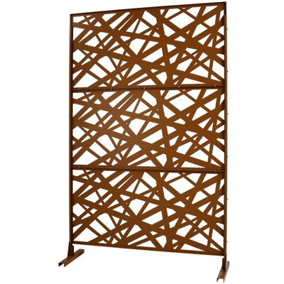 DSVIMOY Outdoor & Indoor Privacy Screen, Freestanding Decorative Privacy Screen for Deck Balcony Patio, Brown, 48"*76"*16"