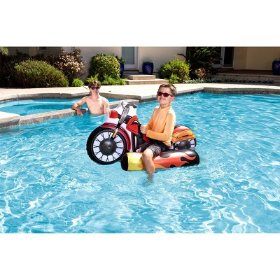 Red and Black Inflatable Motorcycle Pool Float for Kids