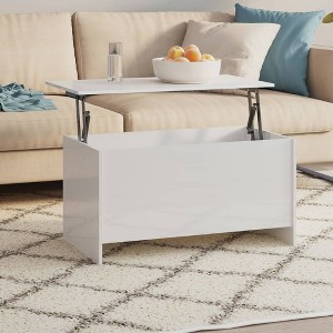vidaXL Coffee Table High gloss white Engineered wood 40.2 x 21.9 x 20.7 in - 1 of 4