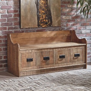 Garrettville Storage Bench Brown - Signature Design by Ashley: Solid Wood, Entryway, Ottoman, End-of-Bed - 1 of 4