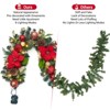 6FT Red & Gold Christmas Garland with Ornaments, Christmas Wreath Pinecones & Red Berries, Artificial Greenery - 3 of 4