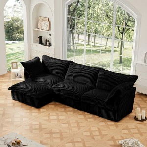 Oversized 120" Corduroy Slipcovered L-Shaped Modular Sectional Sofa with French Edges and Removable Covers, 4-Piece Free combination - 1 of 4