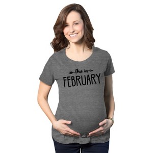 Maternity Due In January Funny T shirts Pregnant Shirts Announce Pregnancy Month Shirt - Crazy Dog Maternity T Shirt - 1 of 4