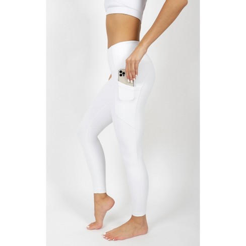 90 Degree by Reflex Womens Interlink High Waist Ankle Legging with Back  Curved Yoke - White, Large