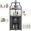 Corner wine rack, 5-layer shelf with removable wine rack, bar cabinet with glass rack, small dining cabinet and buffet cabinet with mesh door - 3 of 4
