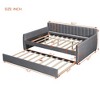 PAGED Twin Size Velvet Fabric Daybed Modern Wooden Bed Frame with 2 Storage Drawers for Bedroom and Living Room - 3 of 4