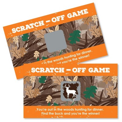 Big Dot of Happiness Gone Hunting - Deer Hunting Camo Baby Shower or Birthday Party Game Scratch Off Cards - 22 Count