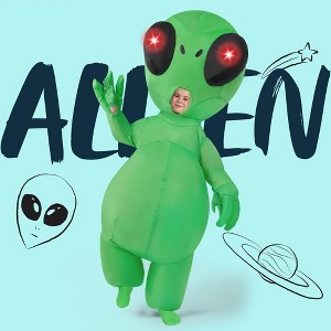 Joyfy Kids Halloween Inflatable Costumes with Light Up Eyes, Full Body Alien Blow Up Costumes - 1 of 4