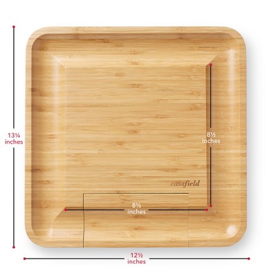 Casafield Bamboo Cheese Cutting Board & 4pc Knife Gift Set - Wooden ...