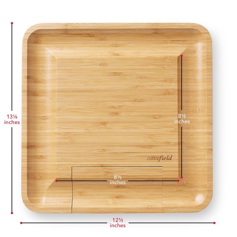 Casafield Bamboo Cheese Cutting Board & 4pc Knife Gift Set - Wooden Charcuterie Serving Tray for Cheese, Meat, Fruit & Crackers, 3 of 8