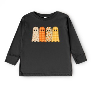 Four Ghosts Checkered Quilted Printed - Toddler Long Sleeve Graphic Tee and Youth Long Sleeve Graphic T-Shirt - 1 of 4