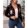 Women's Long Sleeve Cropped Cardigan Ugly Christmas Sweater Open Front Embroidery Knit Button Down Cardigans Cropped - 4 of 4