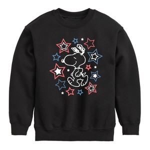 Boys' - Peanuts - Snoopy Stars Graphic Long Sleeve Fleece Sweatshirt - 1 of 4
