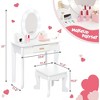 Garvee Vanity Set,Girls' Vanity Table and Chair Set, Makeup Table with Lights Mirror ,for Age 4-9, White - 3 of 4