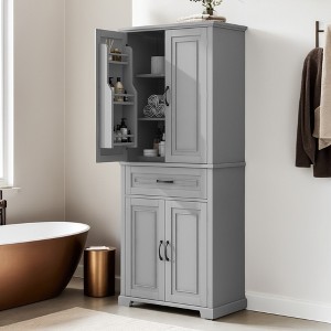 Bathroom Storage Cabinet,72" Tall Storage Cabinet with Doors and Drawer,Adjustable Shelf - Leovsnove - 1 of 4