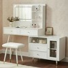 Retractable Makeup Vanity Desk Compact Vanity Table Dressing Table with 3-Mode Lighted Mirror, Charging Ports, Drawers & Cabinet, Black/White-ModernLu - 2 of 4