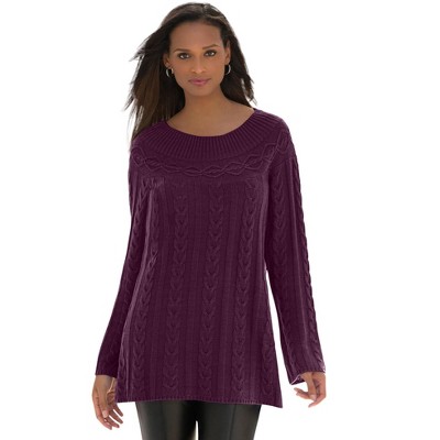 Jessica London Women's Plus Size Cable Sweater Tunic