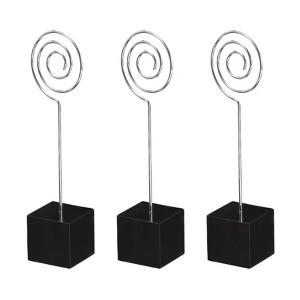Unique Bargains Metal Resin Cube Base Circle Shape Pictures Memo Place Card Holders 3 Pcs - 1 of 4