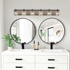 DOMETOUR 49'' Farmhouse Vanity Light, 6-Light Bathroom Sconce, Clear Seeded Glass Shades, Black Wood Grain Finish, Modern Industrial Design - 3 of 4