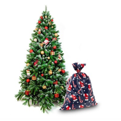 6 Pack Jumbo Blue Christmas Candy Cane Gift Bags with Red Strings