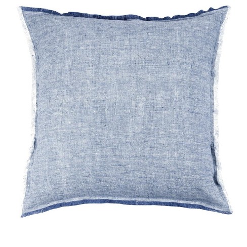 Blue 20x20 Square Laundered Linen Decorative Throw Pillow Cover