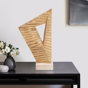 Sculpture Aluminum Abstract Geometric Design with Marble Base For Modern Home Office Bedroom Living Room Decor - 18" Gold & Metallic - 1 of 4
