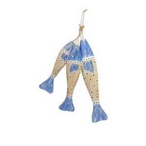 Beachcombers 27.5" WOOD 3 SPOTTED BLUE FISH Decor Decoration - 1 of 1