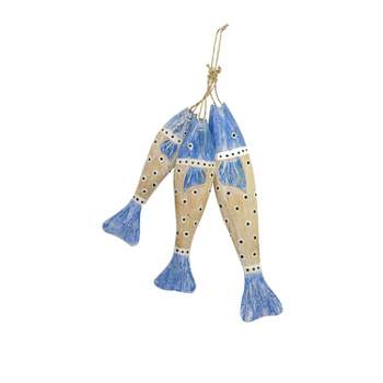 Beachcombers 27.5" WOOD 3 SPOTTED BLUE FISH Decor Decoration