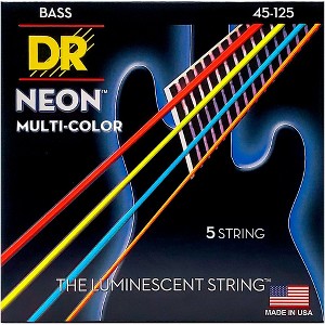 DR Strings Hi-Def NEON Multi-Color Coated Medium 5-String Bass Strings - 1 of 4