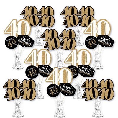 Big Dot of Happiness Adult 40th Birthday - Gold - Birthday Party Centerpiece Sticks - Showstopper Table Toppers - 35 Pieces