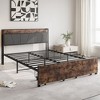 CAVINAS Queen Size Bed Frame, with 2 Storage Drawers, Metal Platform Bed with Wooden Headboard and Charging Station - 4 of 4