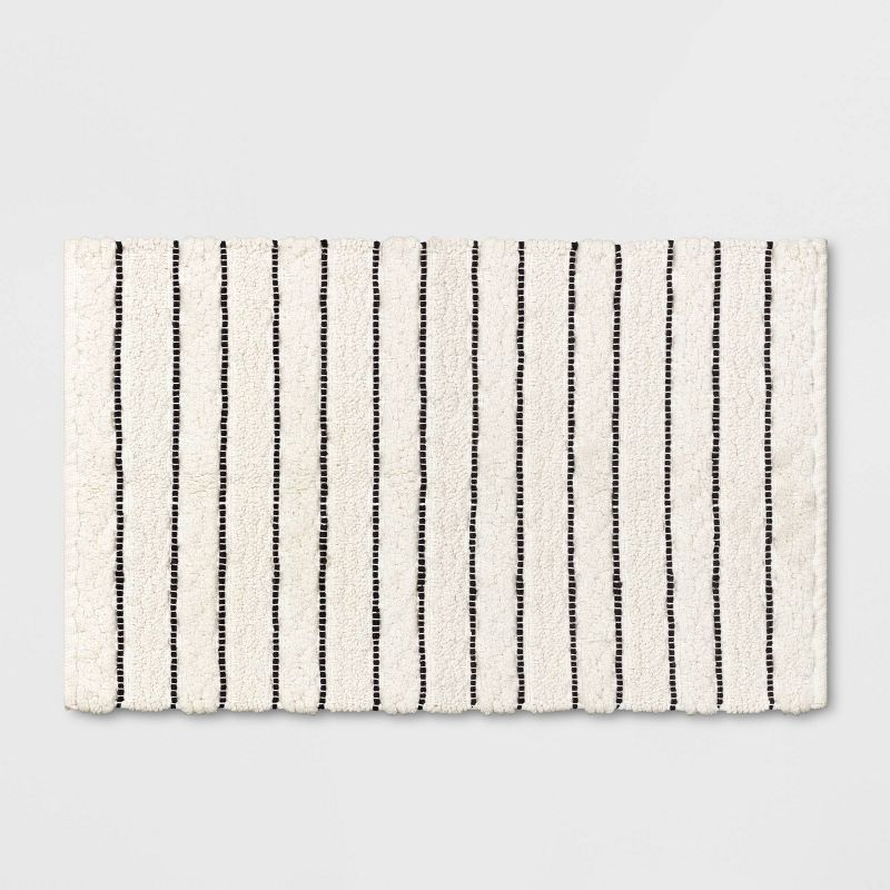 Striped Bath Rug White/Black - Opalhouse&#8482;, 1 of 11