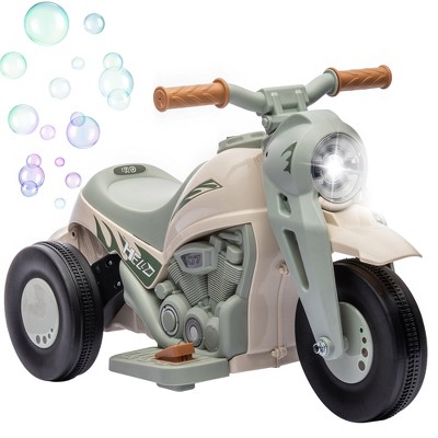 Qaba Ride on Motorcycle, 6V Ride on Bubble Car, 3 Wheeled 2 MPH Electric Motorcycle for Kids w/ LED Headlight, Music, Forward & Reserve
