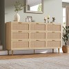 Acekool 9 Drawer Rattan Dresser for Bedroom, Large Chest of Drawers, Wide Top, Wooden Storage - 2 of 4