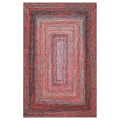 Washable Modern Braided Printed Rug Non Slip Low Pile Rug Soft Contemporary Throw Floor Cover Foldable Indoor Carpet for Living Room Bedroom